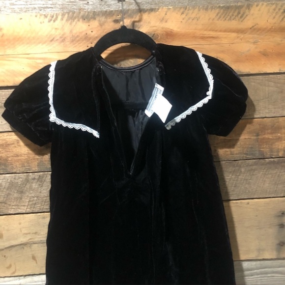 VINTAGE Jessica McClintock black velvet prairie dress - Picture 5 of 7